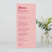 Menu Chic Retro Été Rose Chaud & Blush Mariage (Debout devant)