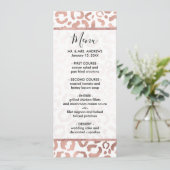 Menu Chic Rose Gold Leopard Cheetah Poster de animal (Debout devant)