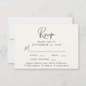 Menu Chic Script Choice Cream Wedding RSVP (Devant)