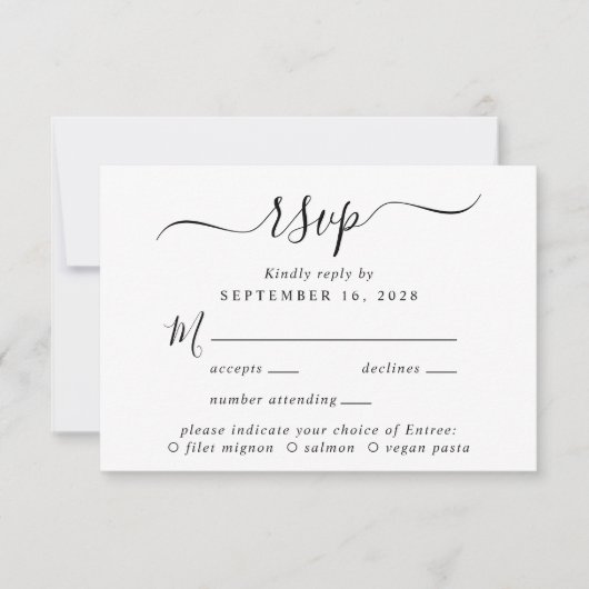 Menu Chic Script Choix Mariage RSVP (Devant)