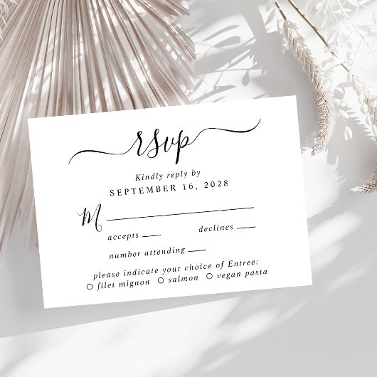 Menu Chic Script Choix Mariage RSVP