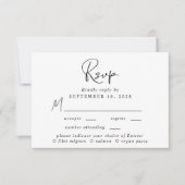 Menu Chic Script Choix Mariage RSVP (Devant)