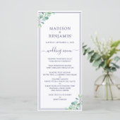 Menu Chic Script Green Foliing Marine Bleu Mariage fron (Debout devant)