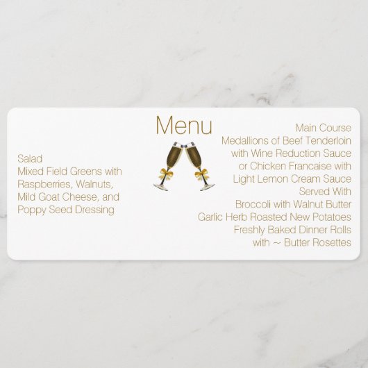Menu Chic Skinny Custom Wedding (Devant)