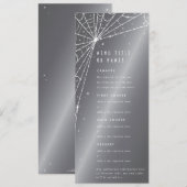 Menu Chic toile d'araignée diamantée gris argenté plat (Devant / Derrière)