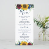 Menu Chic Tournesol Bourgogne Marine Mariage floral ble (Debout devant)