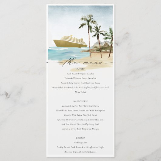 Menu Chic Tropical Seascape Palm Beach Mariage de crois (Devant)