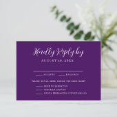 Menu Chic violet Choix Mariage Carte RSVP (Debout devant)