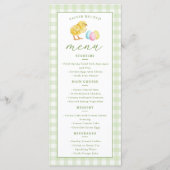 Menu Chick And Pastel Eggs Green Gingham Easter Brunch (Devant)
