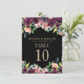 Menu Chiffres du Mariage noir floral de Bourgogne (Debout devant)