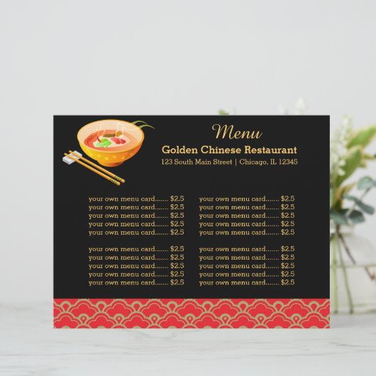 Menu Chinees restaurant (Staand voorkant)