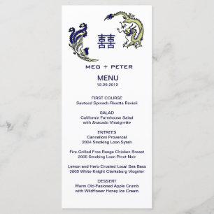 Menu chinois moderne de mariage de Dragon-Phoenix
