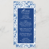 Menu Chinoiserie Blue Birds and Flowers Mariage (Devant / Derrière)