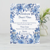 Menu Chinoiserie Blue White Floral Nutcracker Soldiers (Debout devant)
