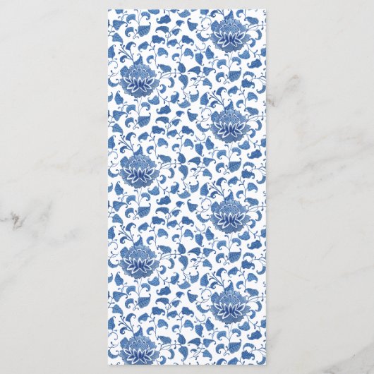 Menu Chinoiserie Bunny Blue Et White Baby shower Party (Dos)