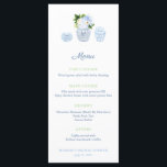 Menu Chinoiserie Chic Navy Green & White Fête des marié<br><div class="desc">Carte de menu classique Ginger Jar pour correspondre à mes invitations et papeterie dans la même gamme. Veuillez noter que vous pouvez modifier la couleur de contraste au verso (actuellement bleu foncé) en changeant la couleur arrière - plan au verso (sous les zones de personnalisation du texte, cliquez ou appuyez...</div>