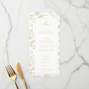 Menu Chinoiserie d'or Mariage Floral