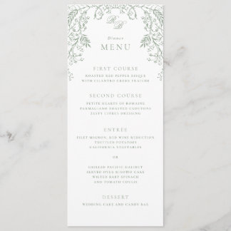 Menu Chinoiserie romantique Sage Vert Mariage