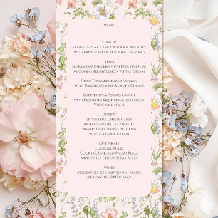 Menu Chinoiserie rose Floral Mariage