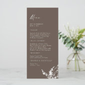 Menu Chocolat Mariage Moderne Blanc Floral (Debout devant)