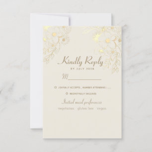 Menu Choice Gold Wedding Carte RSVP