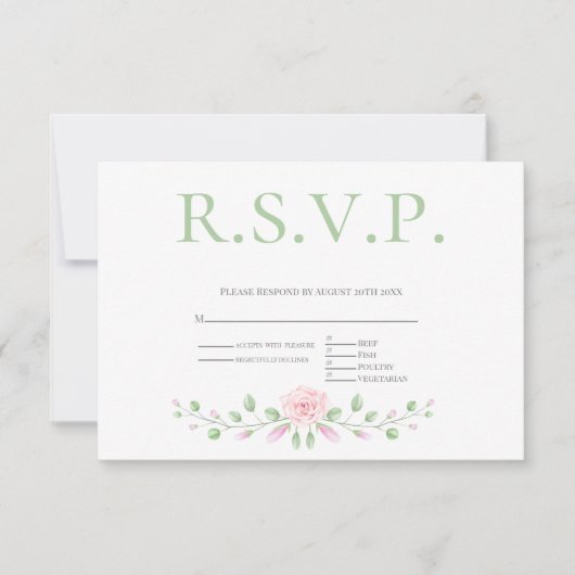 Menu Choice RSVP - Roze Blush Floral Accent (Voorkant)