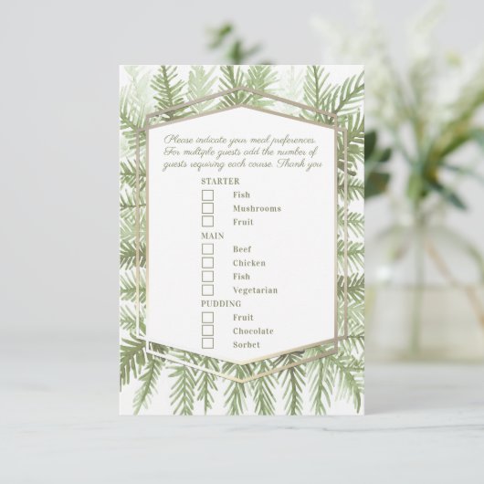 Menu choix hiver événement vert art à feuillage pe (Debout devant)