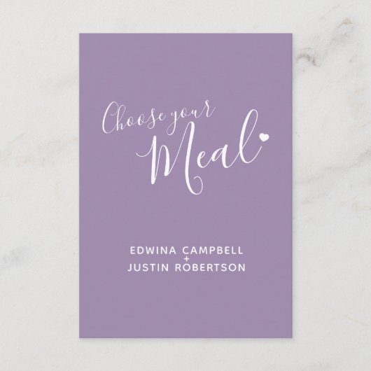 Menu choix options de repas texte de script violet (Devant)