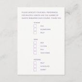 Menu choix options de repas texte de script violet (Dos)