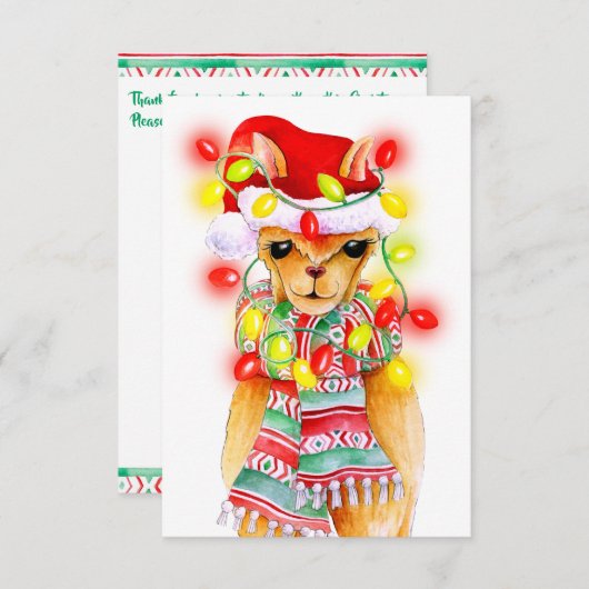 Menu choix options repas mignonne Llama (Devant / Derrière)