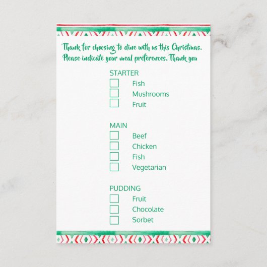 Menu choix options repas mignonne Llama (Dos)