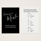 Menu choix options repas script texte noir (Devant & derrière)