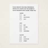 Menu choix options repas script texte noir (Dos)