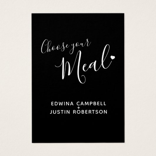 Menu choix options repas script texte noir (Devant)