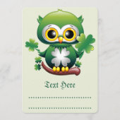 Menu Chouette bébé mignon St Patrick Cartoon (Devant)