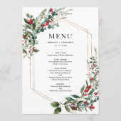 Menu Christmas Red Berries Winter Greenery Wedding (Devant)