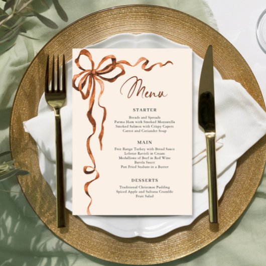 Menu Christmas Whimsical Funky Boho Bow Dinner Party