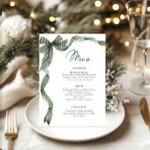 Menu Christmas Whimsical Funky Green Bow Dinner Party