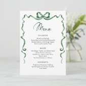 Menu Christmas Whimsical Funky Green Bow Dinner Party (Debout devant)