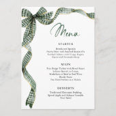 Menu Christmas Whimsical Funky Green Bow Dinner Party (Devant)