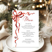 Menu Christmas Whimsical Funky Red Bow Dinner Party