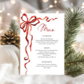 Menu Christmas Whimsical Funky Red Bow Dinner Party
