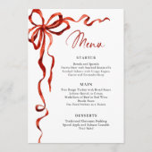 Menu Christmas Whimsical Funky Red Bow Dinner Party (Devant)