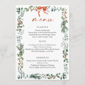 Menu Christmas Whimsical Red Bow Wreath Dinner Party (Devant)