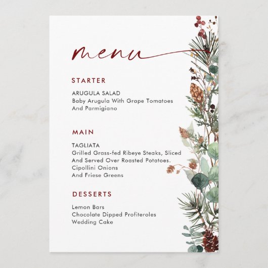 Menu Christmas Whimsical Red Bow Wreath Dinner Party (Devant)