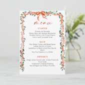 Menu Christmas Whimsical Red Bow Wreath Dinner Party (Debout devant)