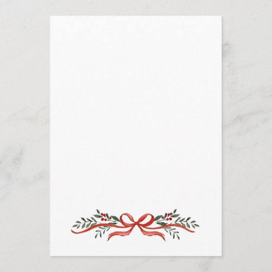 Menu Christmas Whimsical Red Bow Wreath Dinner Party (Dos)