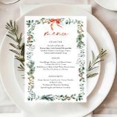 Menu Christmas Whimsical Red Bow Wreath Dinner Party
