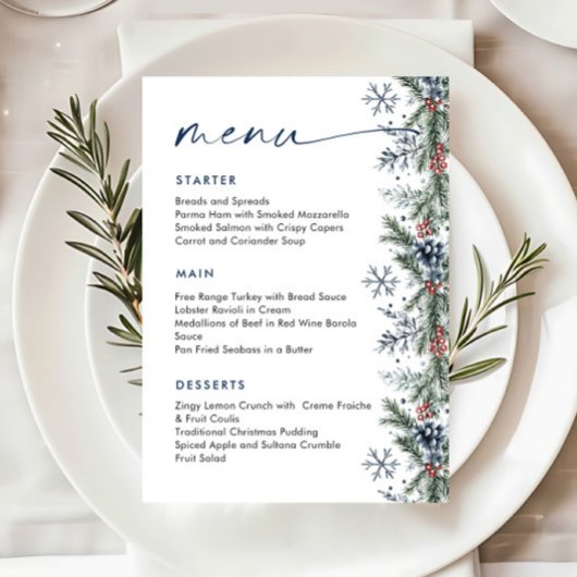 Menu Christmas Whimsical Red Bow Wreath Dinner Party