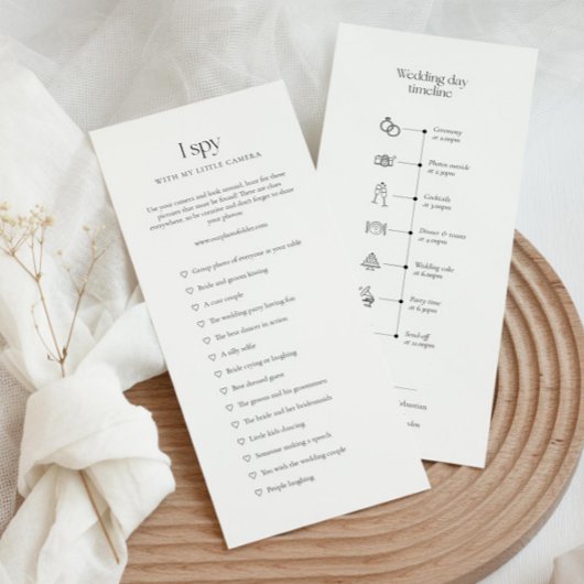 Menu Chronologie mariage avec des icônes et j'espionne 